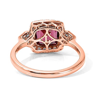 Certified and Appraised AAA Tanzanian Mahenge Garnet and Luxuriant Lab Grown Diamond G-H SI 3.44 ctw Ring in 10K Rose Gold (Size  5.0)
