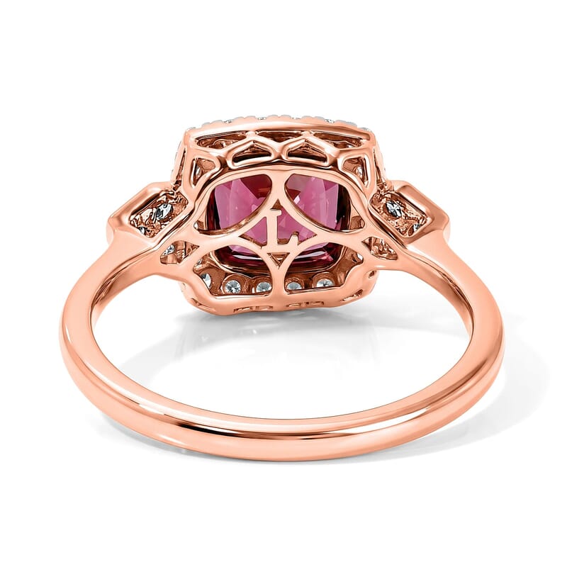 Certified and Appraised AAA Tanzanian Mahenge Garnet and Luxuriant Lab Grown Diamond G-H SI 3.44 ctw Ring in 10K Rose Gold (Size  5.0)