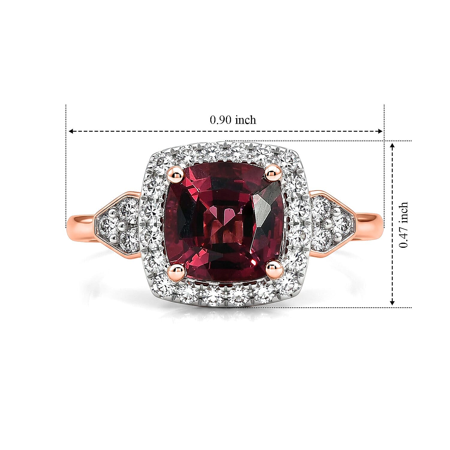 Certified and Appraised AAA Tanzanian Mahenge Garnet and Luxuriant Lab Grown Diamond G-H SI 3.44 ctw Ring in 10K Rose Gold (Size  5.0)