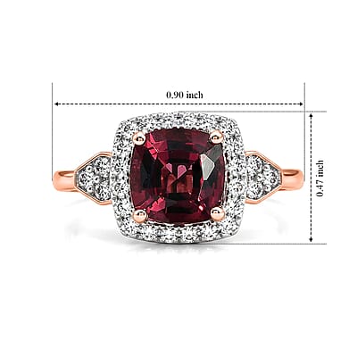 Certified and Appraised AAA Tanzanian Mahenge Garnet and Luxuriant Lab Grown Diamond G-H SI 3.44 ctw Ring in 10K Rose Gold (Size  5.0)