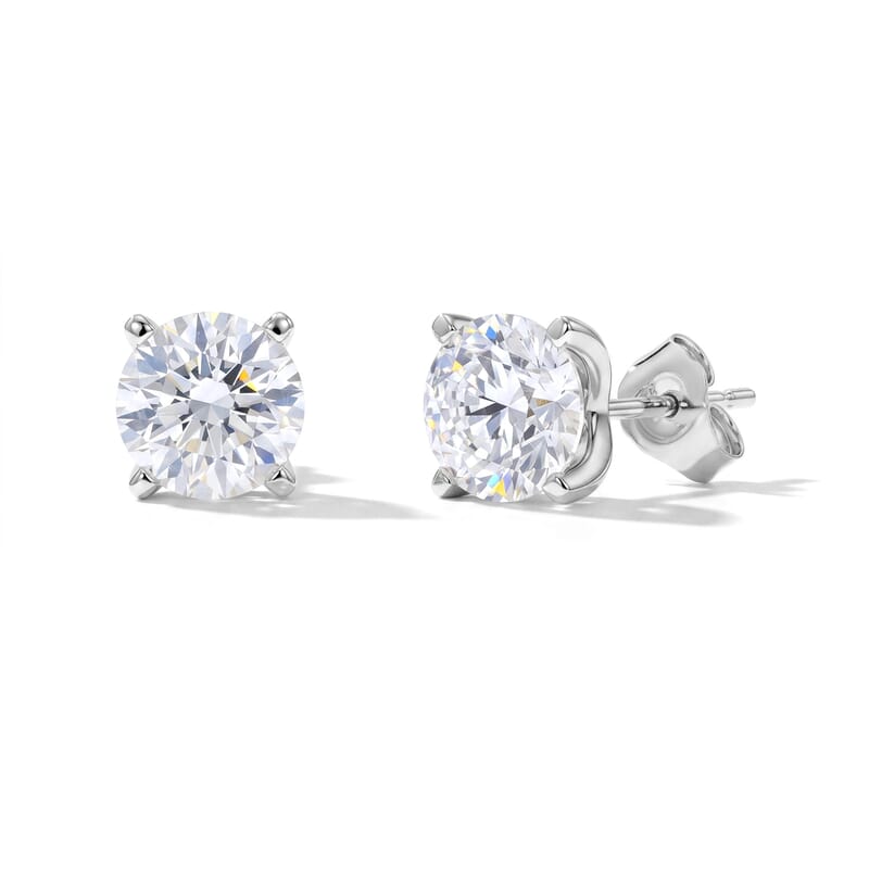 SGL Certified Luxuriant Lab Grown Diamond E-F VS 3.00 ctw Solitaire Stud Earrings in 10K White Gold