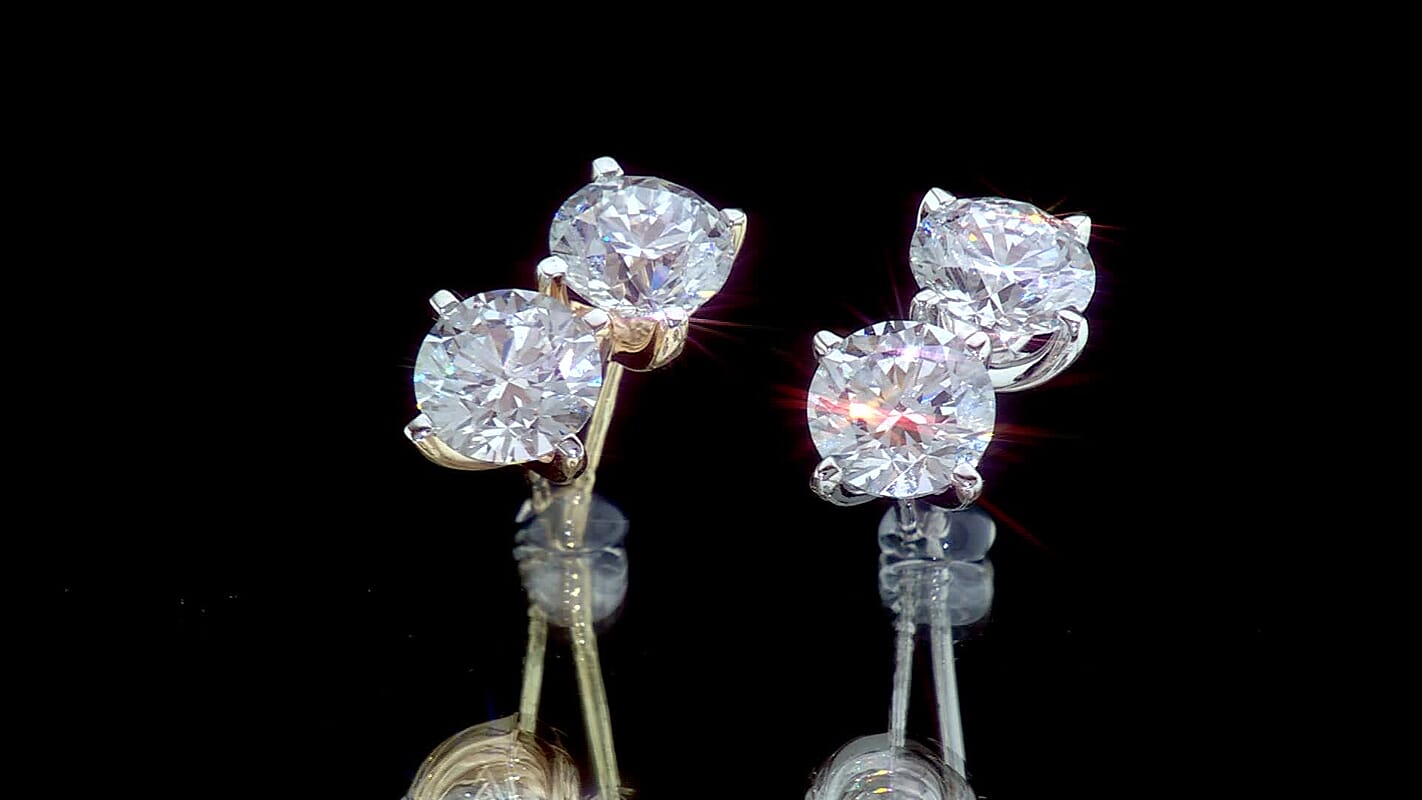 SGL Certified Luxuriant Lab Grown Diamond E-F VS 3.00 ctw Solitaire Stud Earrings in 10K White Gold