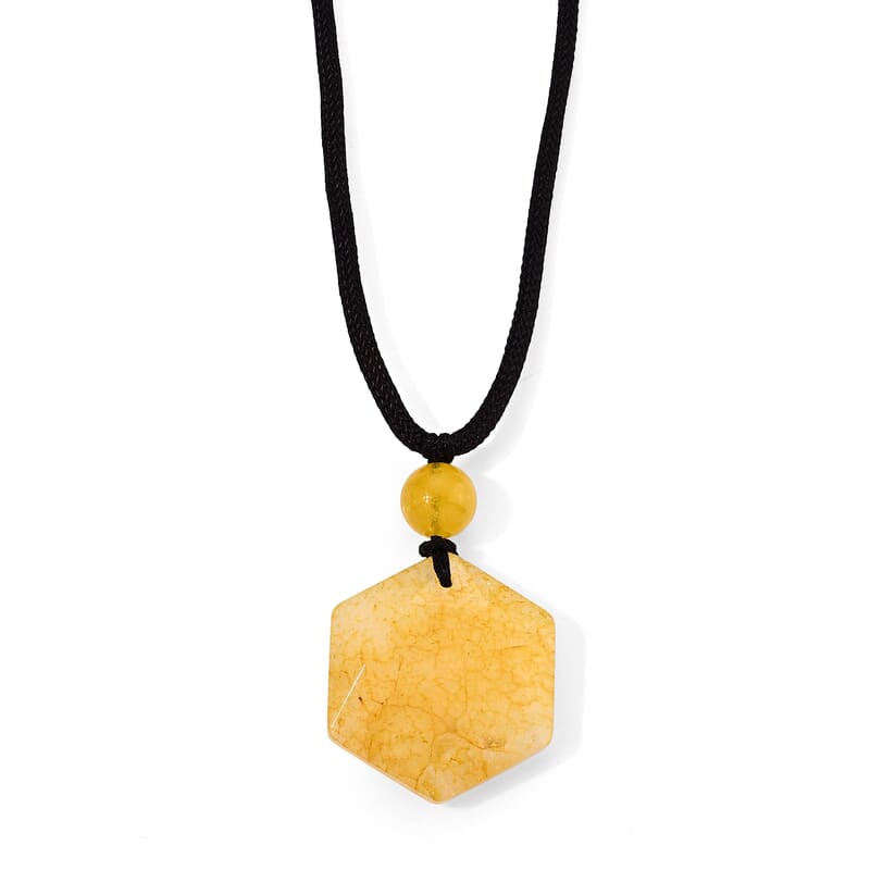 Citrine 50.00 ctw Hexagon Pendant with Adjustable Braided Rope Necklace