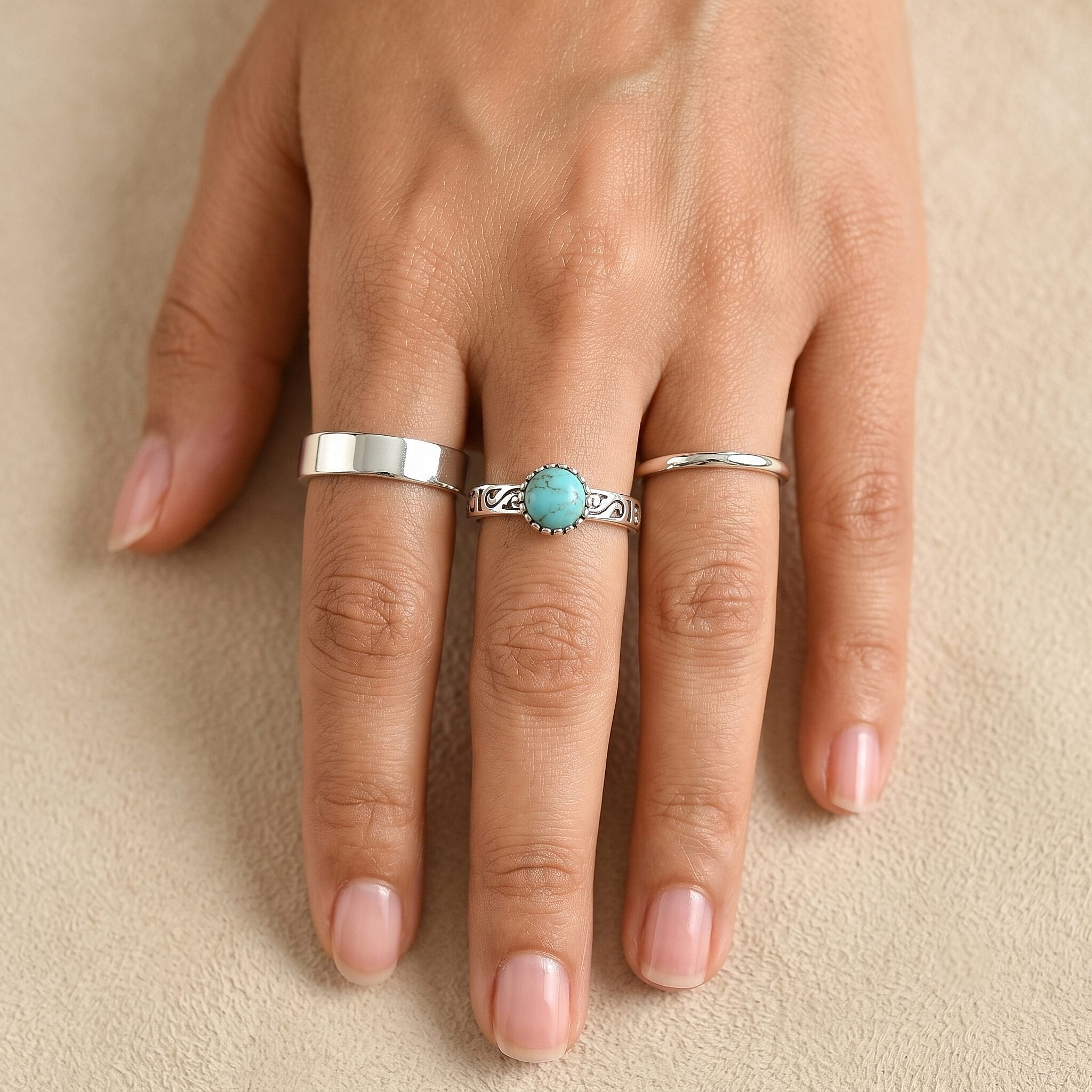 D'Joy Artisan Crafted Premium Tahoe Nevada Turquoise 1.40 ctw Open Edge Ring in Sterling Silver (Size 6.0)