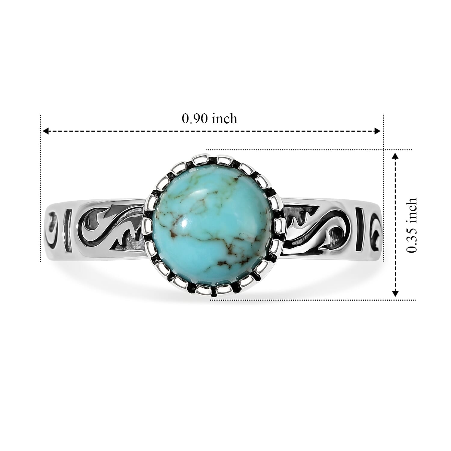 D'Joy Artisan Crafted Premium Tahoe Nevada Turquoise 1.40 ctw Open Edge Ring in Sterling Silver (Size 6.0)