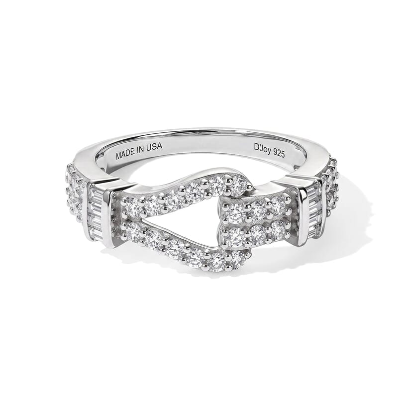 D'Joy Moissanite 0.75 ctw Bond Collection Ring in Rhodium Over Sterling Silver (Size 5.0)