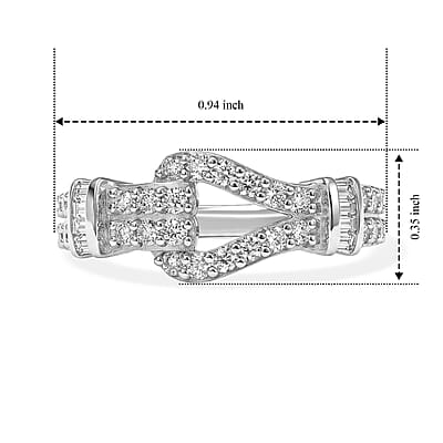 D'Joy Bond Collection Moissanite Ring in Rhodium Over Sterling Silver (Size 5.0) 0.75 ctw