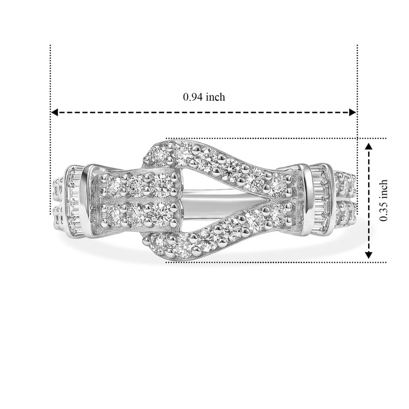 D'Joy Moissanite 0.75 ctw Bond Collection Ring in Rhodium Over Sterling Silver (Size 5.0)