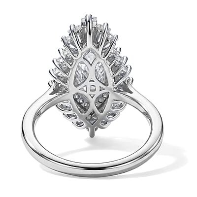 D'Joy Moissanite 2.70 ctw Ring in Rhodium Over Sterling Silver (Size 7.0)