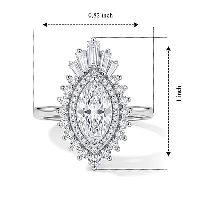 D'Joy Moissanite 2.70 ctw Ring in Rhodium Over Sterling Silver (Size 7.0)
