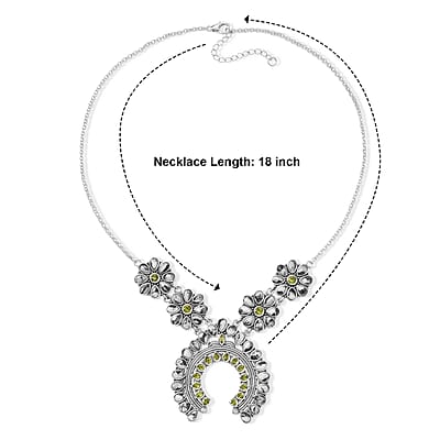 D'Joy Artisan Crafted Premium White Buffalo and Arizona Peridot 32.00 ctw Necklace (18 Inches) in Sterling Silver