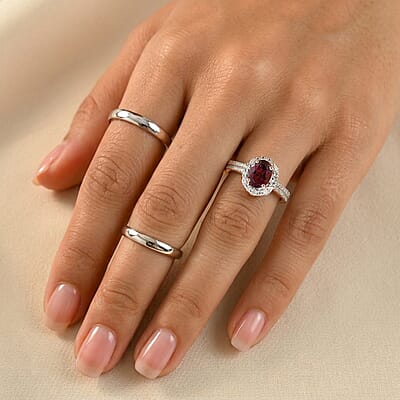 D'Joy Premium Tanzanian Raspberry Garnet and Moissanite 2.00 ctw Ring in 18K Vermeil Rose Gold Over Sterling Silver (Size 6.0)
