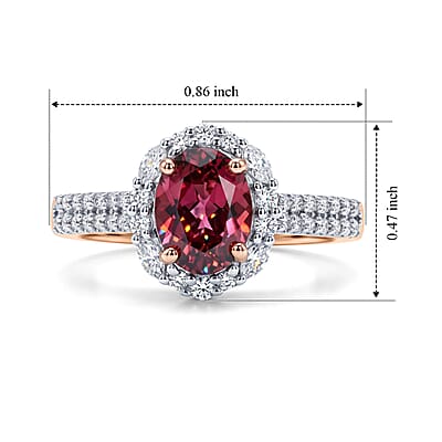 D'Joy Premium Tanzanian Raspberry Garnet and Moissanite 2.00 ctw Ring in 18K Vermeil Rose Gold Over Sterling Silver (Size 6.0)
