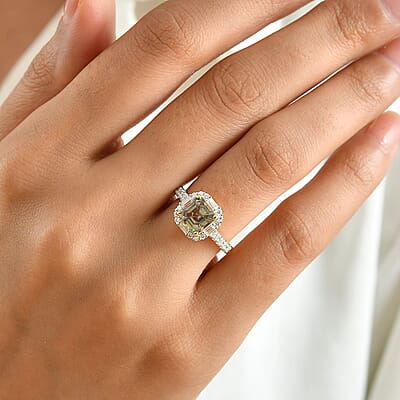 D'Joy AAA Turkizite, Moissanite Ring in 18K YG Vermeil Over Sterling Silver (Size 6.0) 2.77 ctw