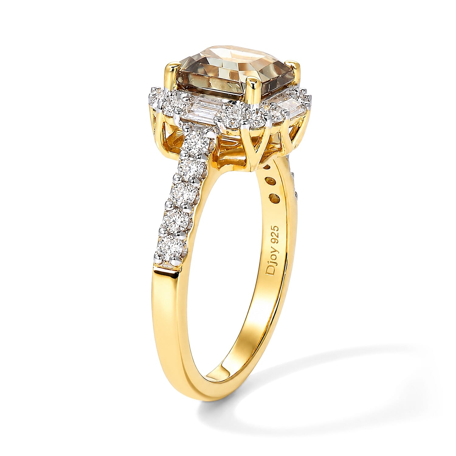 D'Joy AAA Turkizite, Moissanite Ring in 18K YG Vermeil Over Sterling Silver (Size 6.0) 2.77 ctw