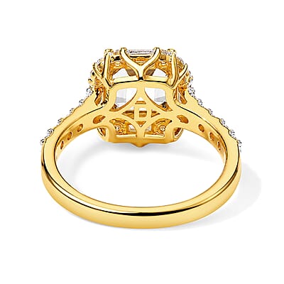 D'Joy AAA Turkizite, Moissanite Ring in 18K YG Vermeil Over Sterling Silver (Size 6.0) 2.77 ctw