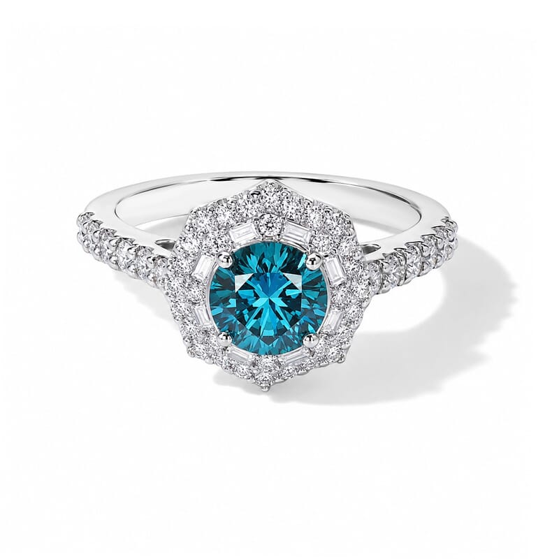 SGL Certified Luxuriant Lab Grown Blue Diamond IR and Lab Grown Diamond VS 1.60 ctw Ring in Rhodium Over Sterling Silver (Size 6.0)