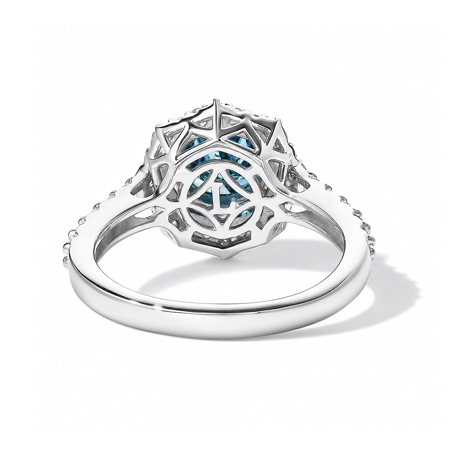 SGL Certified Luxuriant Lab Grown Blue Diamond IR and Lab Grown Diamond VS 1.60 ctw Ring in Rhodium Over Sterling Silver (Size 6.0)