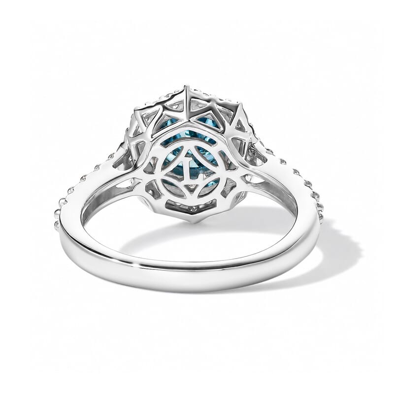 SGL Certified Luxuriant Lab Grown Blue Diamond IR and Lab Grown Diamond VS 1.60 ctw Ring in Rhodium Over Sterling Silver (Size 6.0)