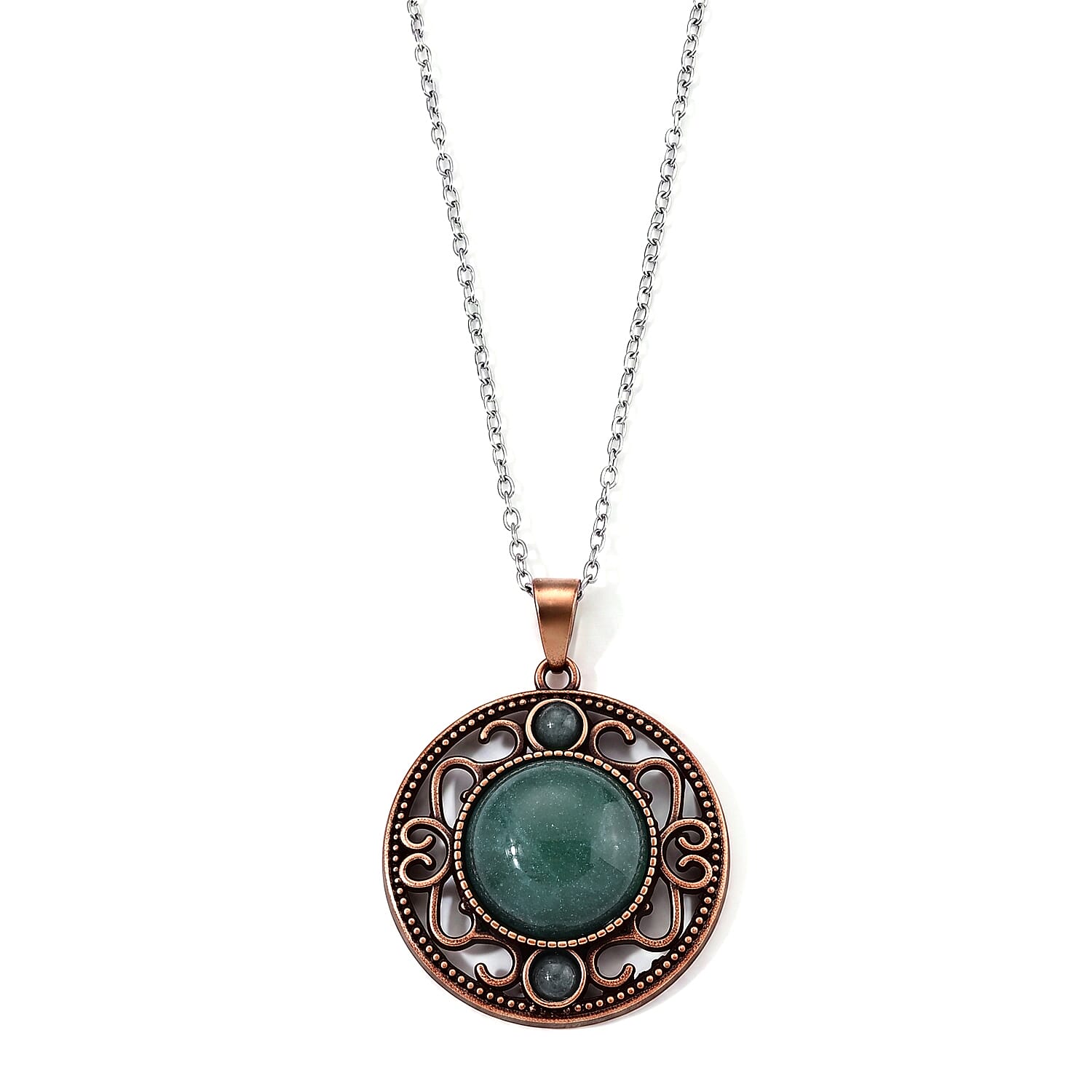 Red Jasper 15.00 ctw Pendant in Rosetone with ION Plated RG Stainless Steel Necklace 20 Inches