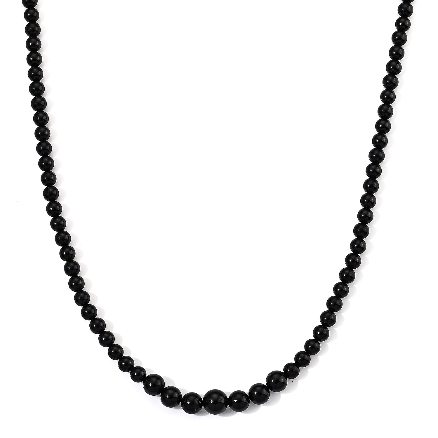 D''Joy Black Spinel  Beads Necklace in Rhodium OverSterling Silver 130.00 130.00 ctw