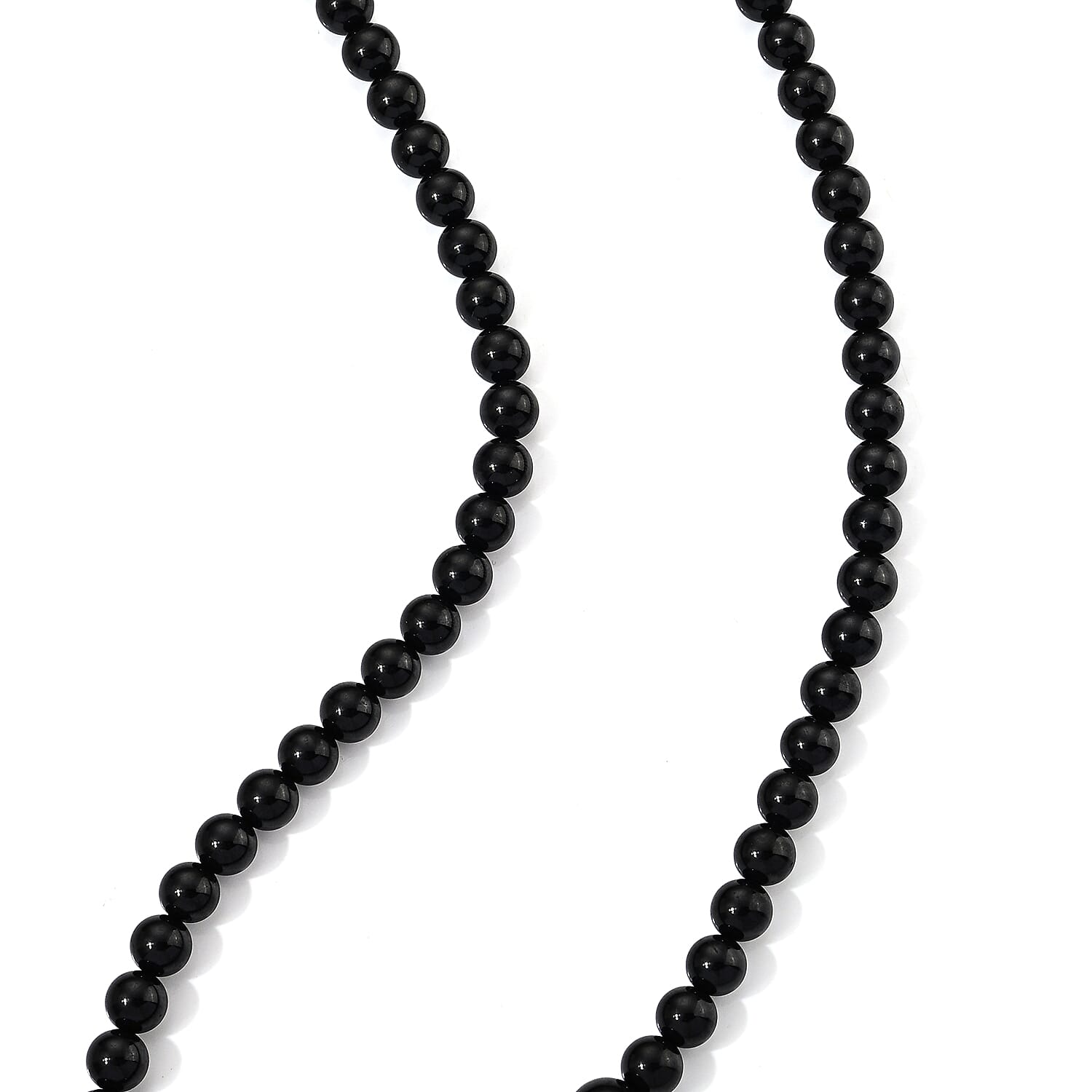 D'Joy Thai Black Spinel 180.00 ctw Beaded Necklace in Rhodium Over Sterling Silver (18.5-20.5 Inches)