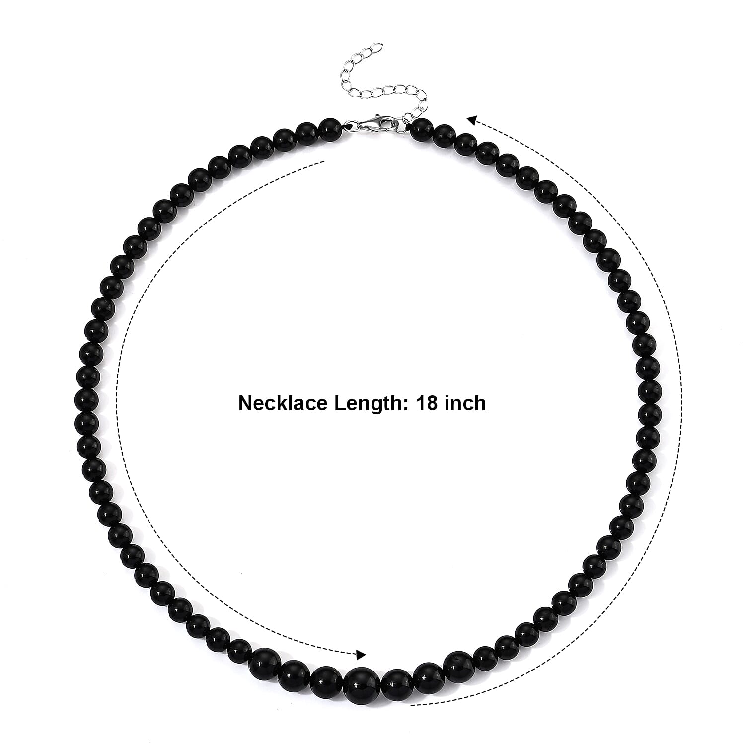 D'Joy Thai Black Spinel 180.00 ctw Beaded Necklace in Rhodium Over Sterling Silver (18.5-20.5 Inches)