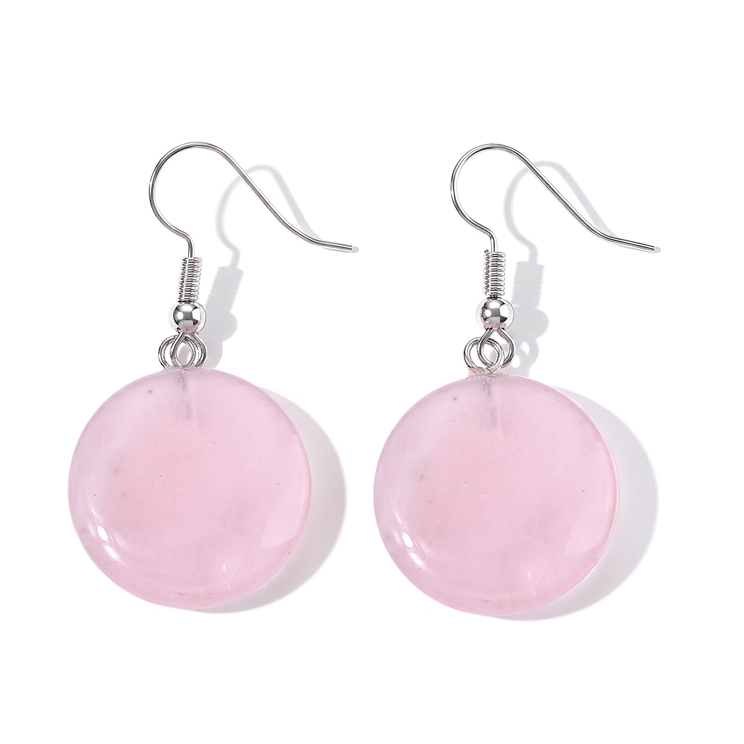 Galilea Rose Quartz 25.00 ctw Earrings in Silvertone