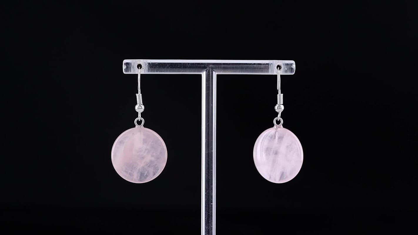 Galilea Rose Quartz 25.00 ctw Earrings in Silvertone