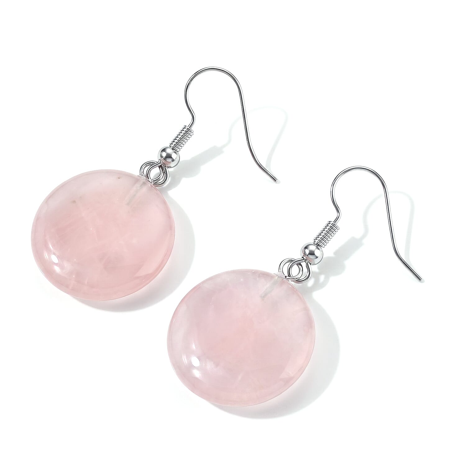Galilea Rose Quartz 25.00 ctw Earrings in Silvertone