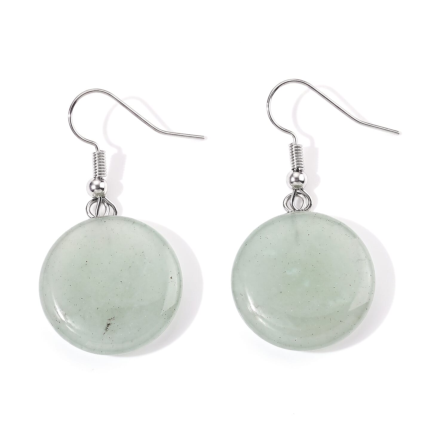 Green Aventurine 25.00 ctw Earrings in Silvertone