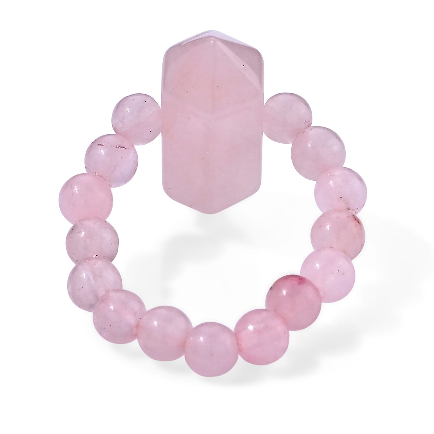 Galilea Rose Quartz 22.00 ctw Beaded Stretch Ring