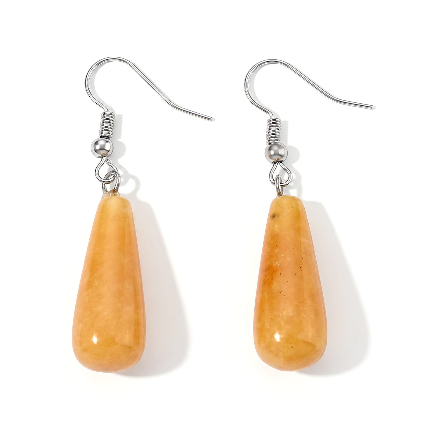 Yellow Jade 30.00 ctw Earrings in Silvertone
