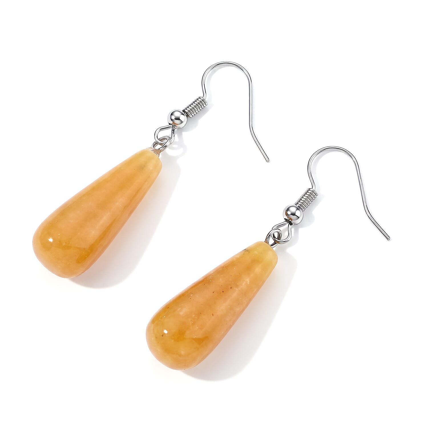 Yellow Jade 30.00 ctw Earrings in Silvertone