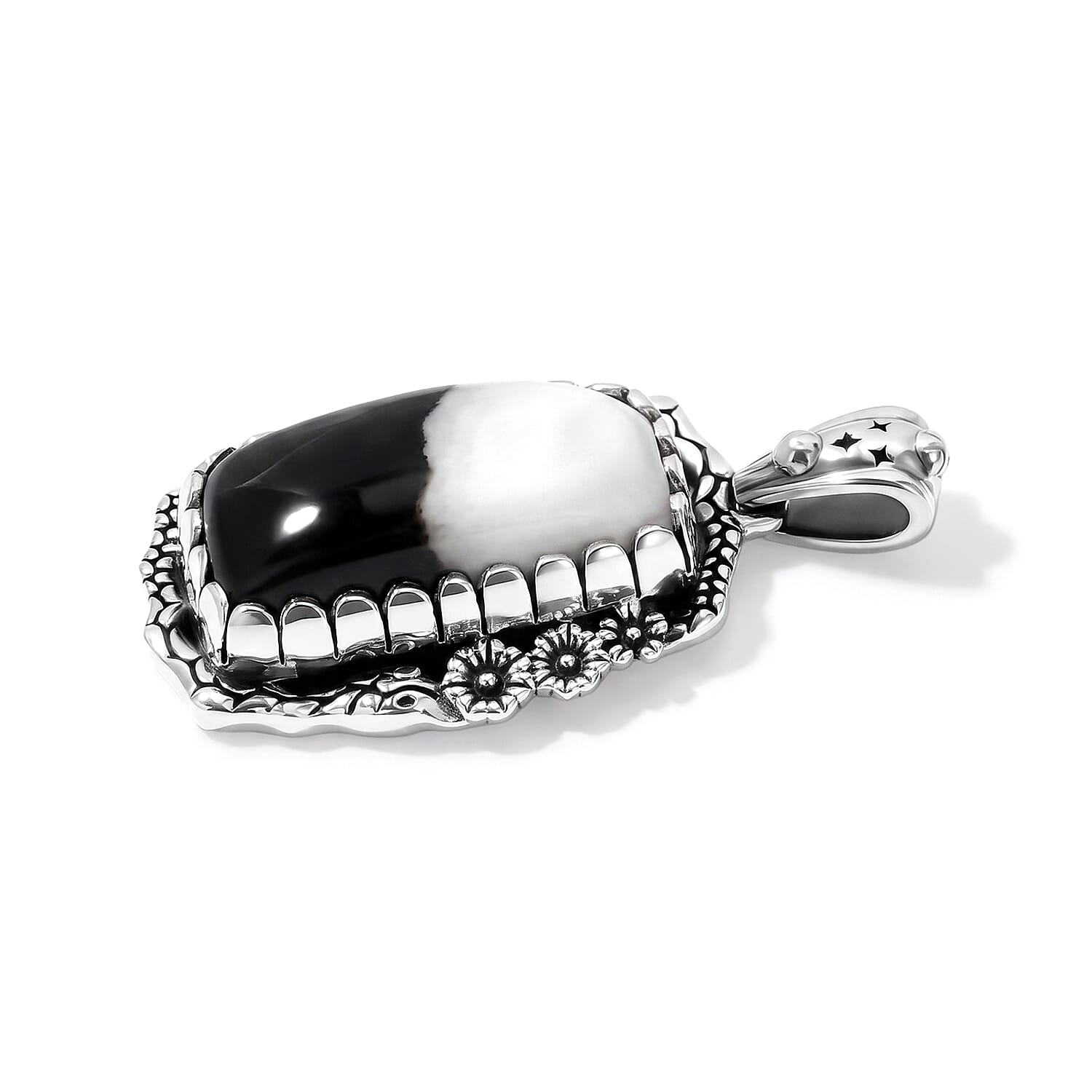D'Joy Artisan Crafted Premium White Buffalo 6.30 ctw Desert Serpent Pendant without Chain in Sterling Silver