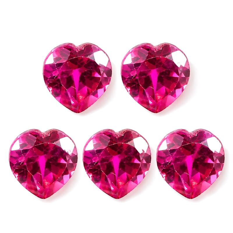 Lab Created Ruby Set of 5 (Hrt 5 mm) 3.46 ctw