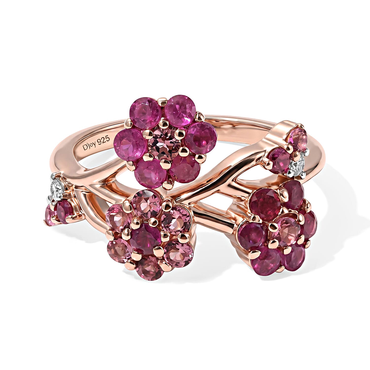 D'Joy Niassa Ruby , White Zircon Fancy Ring Sterling Silver 1.28 ctw