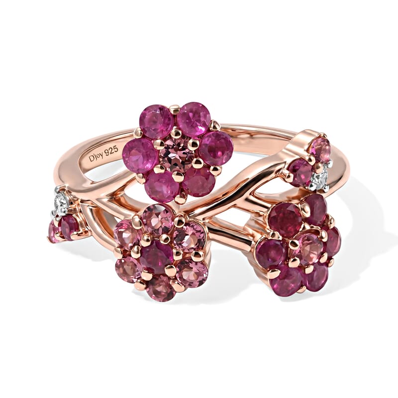 D'Joy Niassa Ruby (FF) and White Zircon 1.28 ctw Ring in Sterling Silver (Size 5.0)