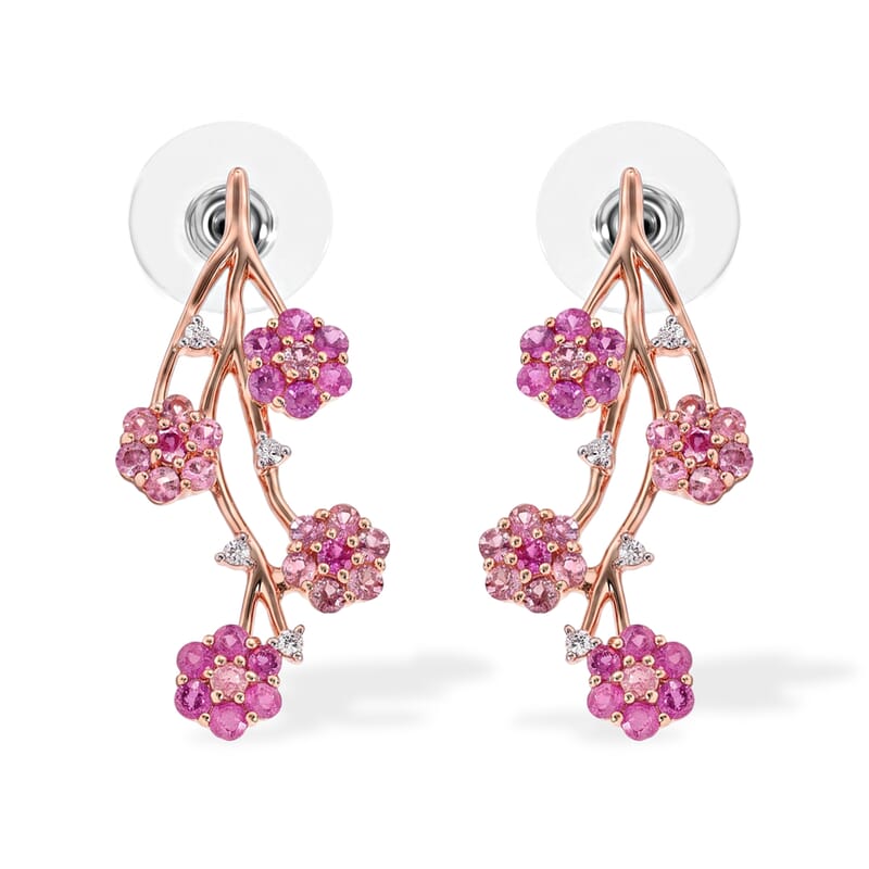 D'Joy Niassa Ruby (FF) and White Zircon 2.60 ctw Earrings in 18K Vermeil YG Over Sterling Silver
