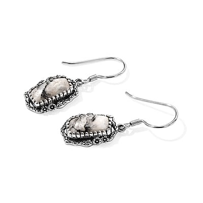 D'Joy Artisan Crafted Premium White Buffalo 4.90 ctw Earrings in Sterling Silver