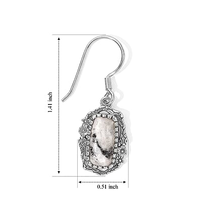 D'Joy Artisan Crafted Premium White Buffalo 4.90 ctw Earrings in Sterling Silver