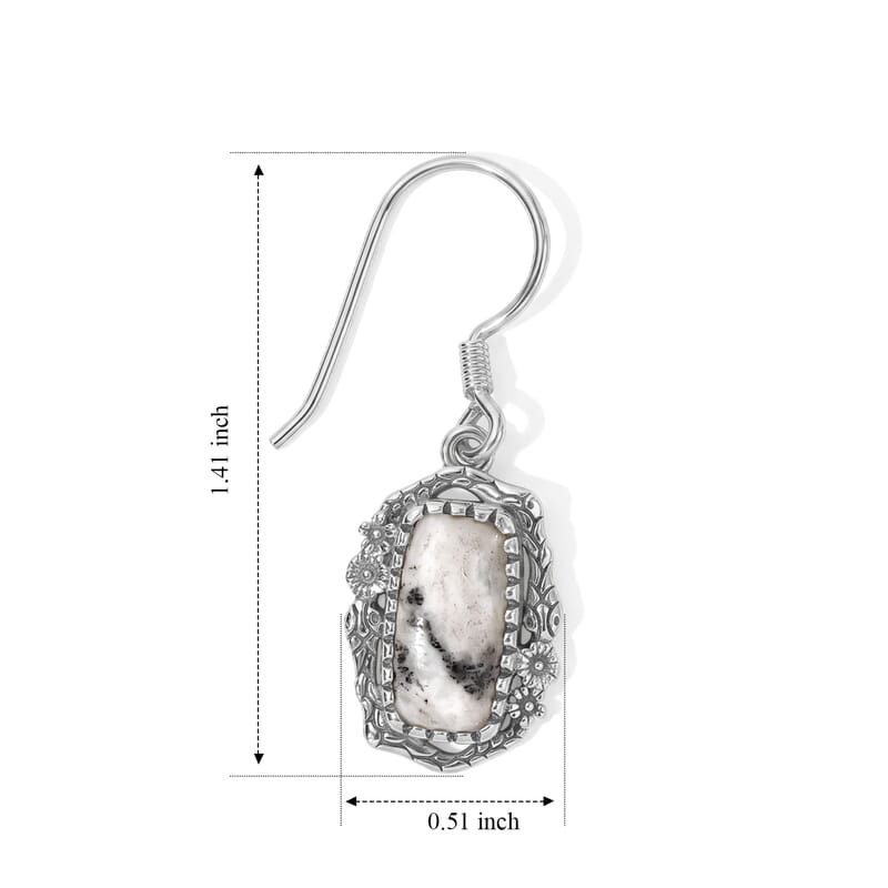 D'Joy Artisan Crafted Premium White Buffalo 5.20 ctw Desert Serpent Earrings in Sterling Silver
