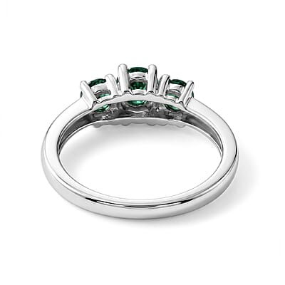 D'Joy Green Moissanite 0.90 ctw Ring in Rhodium Over Sterling Silver (Size 5.0)