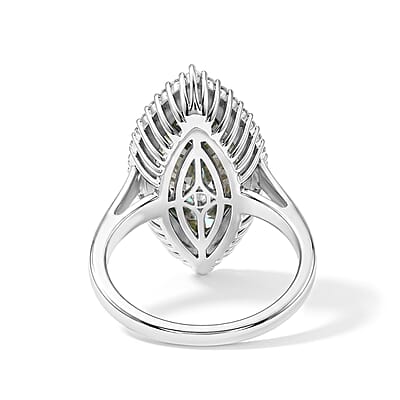 D'Joy Green and White Moissanite 9.35 ctw Ring in Rhodium Over Sterling Silver (Size 10.0)