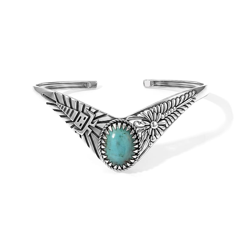 D'Joy Artisan Crafted Premium Tahoe Nevada Turquoise 8.60 ctw Cuff Bracelet in Sterling Silver (7.25 In)