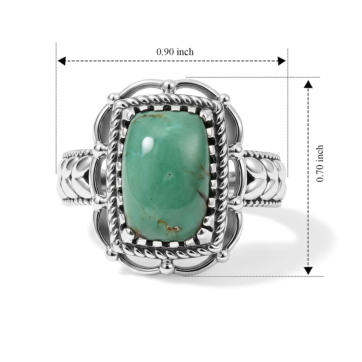 D'Joy Artisan Crafted Premium Tahoe Nevada Turquoise 4.10 ctw Southwest Journey Ring in Sterling Silver (Size 6.0)
