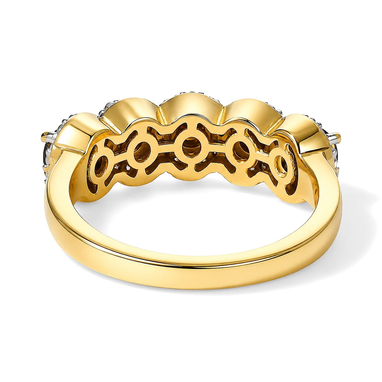 D'Joy Red and White Diamond 0.90 ctw Forever Connected Ring in 18K Vermeil Yellow Gold Over Sterling Silver (Size 6.0)