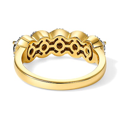 D'Joy Red and White Diamond 0.90 ctw Forever Connected Ring in 18K Vermeil Yellow Gold Over Sterling Silver (Size 6.0)