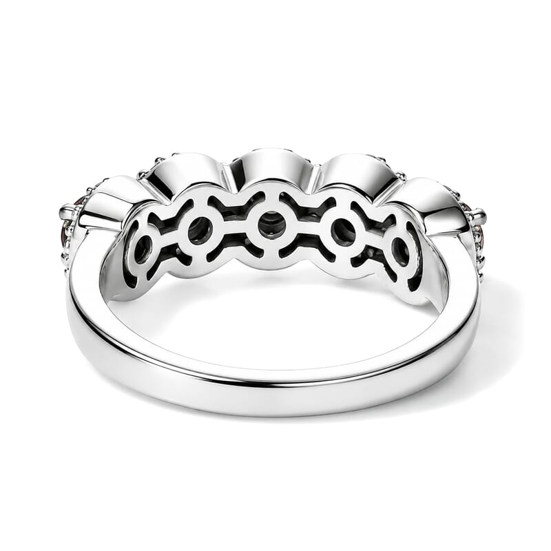 D'Joy Red and White Diamond 0.90 ctw Forever Connected Ring in Rhodium Over Sterling Silver (Size 6.0)
