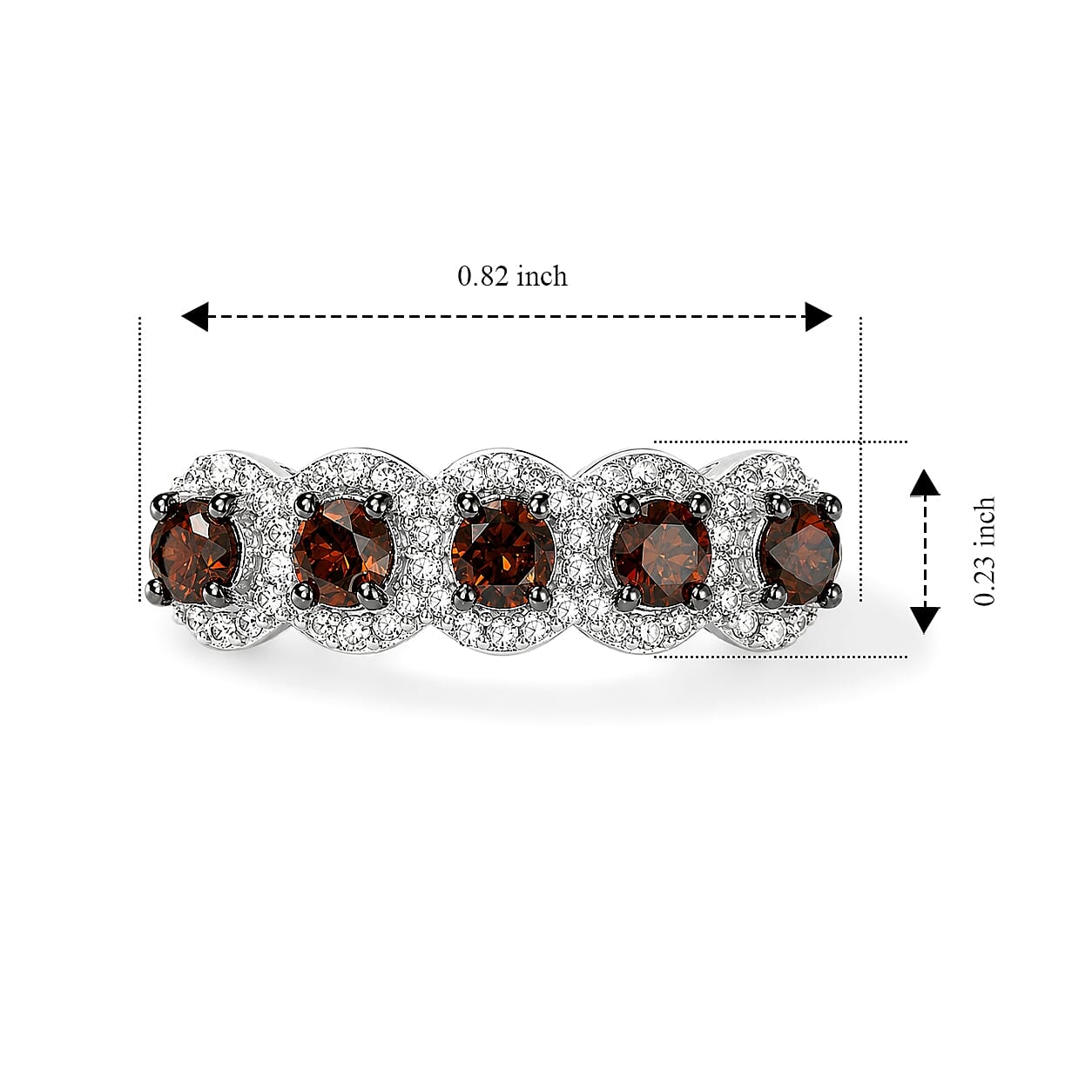 D'Joy Red and White Diamond 0.90 ctw Forever Connected Ring in Rhodium Over Sterling Silver (Size 6.0)